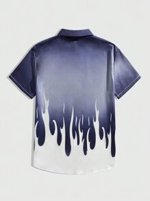 ROMWE MEN Chemise À Manches Courtes Pour Homme Imprimée Lettre De Bloc De Couleur - Multicolore - Voir 2