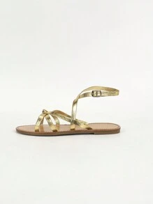 Của phụ nữ Đúng mốt Kim loại Nhiều dây Dép đi trong nhà Với Bowknot , Thoải mái & Linh hoạt Dép xăng đan Với Kim loại Khóa - Vàng - Xem 7