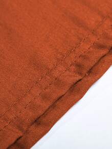 INAWLY 大尺碼夏季休閒純色圓領短袖上衣和寬腿褲 - 亮橙色 - 查看 5