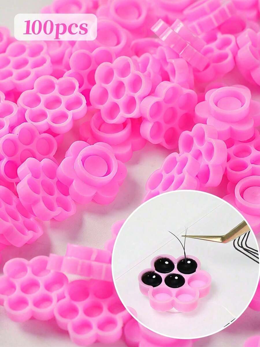 HMQ beauty Hộp đựng keo nối mi dùng một lần, miếng lót keo nối mi, hộp đựng keo xăm, dụng cụ nối mi. - Hồng - Xem 1