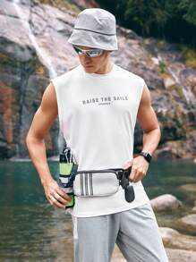 In My Nature Men Letter Print Summer Breathable Outdoor Tank Top - White - View 7