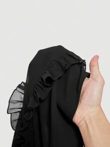 SHEIN MOD Summer Ruffle Hem Women's Cami Dress - Black - View 5