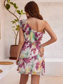 Chiquease Random Printed Sleeveless Ruffles Hem Beach Dress Vacation Outfits Woman  - Multicolor - View 3