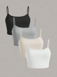 SHEIN EZwear Áo có dây đeo spaghetti màu trơn thông thường, phù hợp cho phụ nữ có kích thước lớn, mùa hè - Nhiều màu - Xem 1