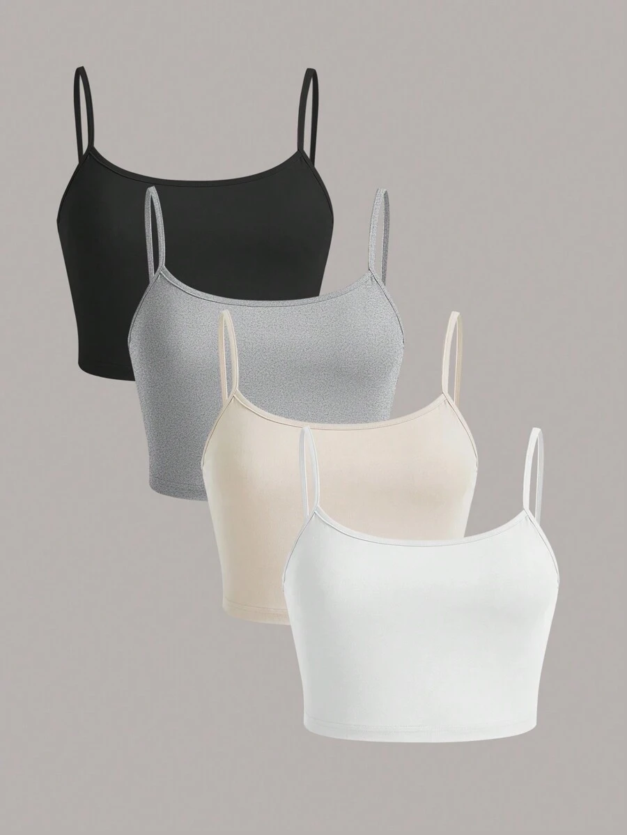 SHEIN EZwear Áo có dây đeo spaghetti màu trơn thông thường, phù hợp cho phụ nữ có kích thước lớn, mùa hè - Nhiều màu - Xem 1