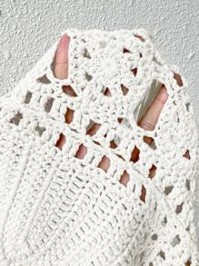 Breezaya Women's Fashionable Crochet Knit Top For Vacation - White - View 7