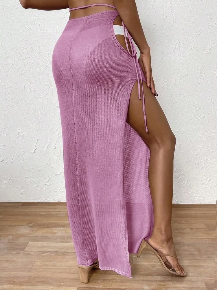 Ladies' Beach Holiday Side Slit Waist Tie Cover Up Skirt Summer