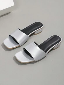 Women's Stylish & Comfortable Square Toe Silver Sandals With Open Toe, Slingback Strap And Low Heel - Silver - View 4