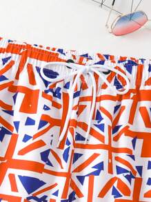 Surfspeed Men's Flag Printed Drawstring Beach Shorts - Multicolor - View 6