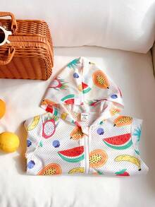 Giacca Con Cappuccio Casual Stampata Con Frutta Divertente Per Bambini Maschi, Perfetta Per I Viaggi - Multicolore - Visualizzare 7