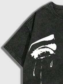 ROMWE MEN Street Life Áo thun nam tay ngắn in họa tiết mắt tuyết, thích hợp mặc hàng ngày vào mùa xuân và mùa hè - Nhiều màu - Xem 4