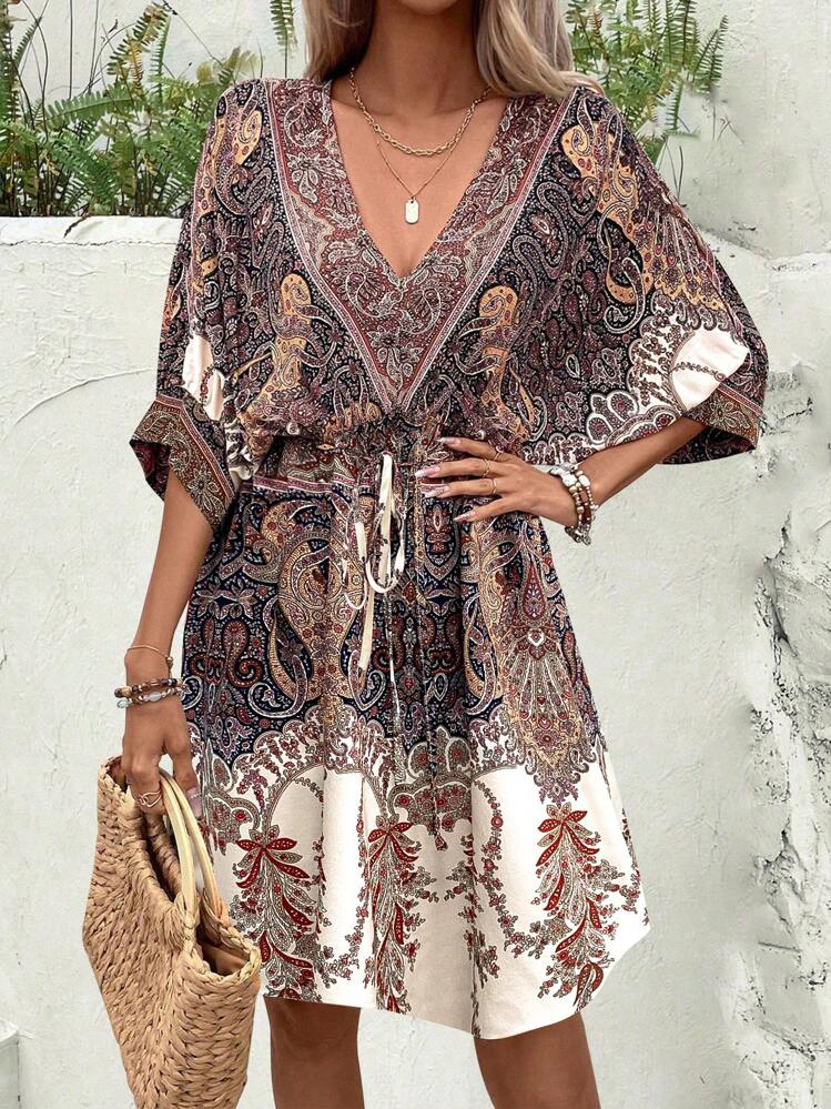 SHEIN Belle Women's Full Print Empire Waist Dress for Sale Australia| New  Collection Online| SHEIN Australia