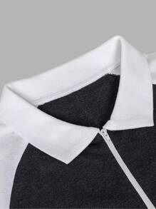RueChic Men's Turn-Down Collar Splice Leisure Polo Shirt For Spring/Summer - Multicolor - View 3