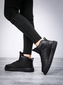 Fall/Winter Ladies New Casual Black High Top Sneakers Sneakers - Black - View 4