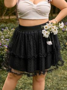 Dreamara 大碼黑色高腰A字裙，覆蓋邊設計，適合浪漫假期、乡村音乐节、沙灘泳裝派對等夏時场合配戴。靈感源自90年代復古蕾絲文藝復興短裙，搭配戶外節日和音乐节等活動，Boho女士衣物配搭、黑色高腰裙、Goth風格、嬌羅人碎花夏季短裙、夏日晚禮裙、百褶手工短裙、夏日下半身穿搭首选 - 黑色 - 查看 4