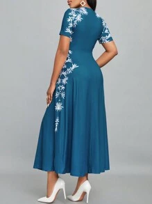 SHEIN Lady 女式波西米亞植物印花拼布連身裙 - 彩色 - 查看 2