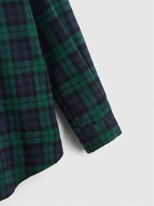 ROMWE PUNK Kpop Grunge Tartan And Skull Print Drop Shoulder Shirt,Long Sleeve Tops - Multicolor - View 3