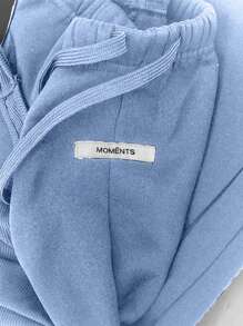 SHEIN 女士休閒拉繩日常運動長褲，打造多變造型 - 薄荷藍 - 查看 4