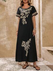 EMERY ROSE 女士定位印花连衣裙 - 黑色 - 查看 6