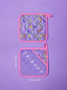 FRIENDS X SHEIN Maldives & Trilu Chip Print Heat Resistant Kitchen Baking Accessories, Choose From Gloves Or Pot Holders, Oven-Friendly, Thick Pad Insulation - Purple - View 5