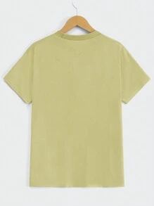 SHEIN Cottnline Men Letter Graphic Tee - Beige - View 2