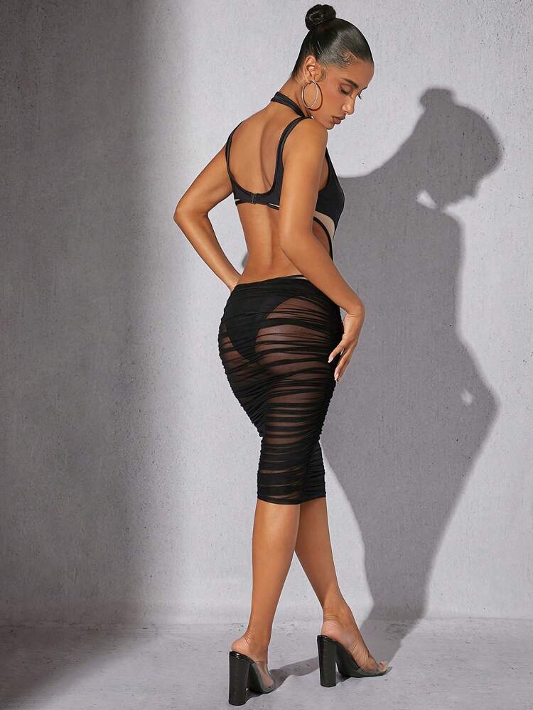 Cut Out Mesh Bodycon Dress