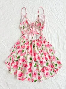 Soleia 女性花卉印花v領細肩帶連身裙 - 彩色 - 查看 5