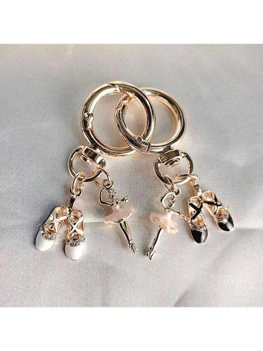 1 Miếng Hợp kim Giầy Ballet  Móc chìa khóa In Đen & Trắng , Cho Nữ Vũ công , Người yêu , Ô tô/xe hơi Vòng treo chìa khóa , Cái túi Vật rủ xuống , Nhỏ bé Qủa tặng Đối với Cặp đôi - trắng - Xem 1
