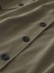 SHEIN Clasi Cộng với kích thước mùa hè Váy không tay thường ngày có nút phía trước - xanh quân đội - Xem 3