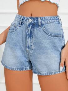 SHEIN Frenchy Women Fashionable Versatile Retro Style Denim Shorts