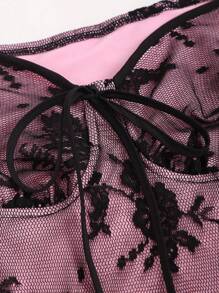 Sweetra 女士對比蕾絲搭接傘袖度假連衣裙