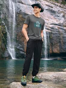 Manfinity Sport Corelite Men's Summer Casual Outdoor Round Neck Short Sleeve T-Shirt With Letter Print