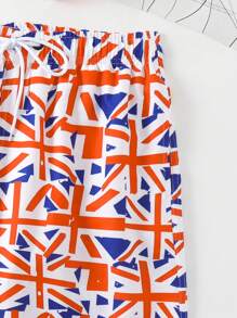 Surfspeed Men's Flag Printed Drawstring Beach Shorts - Multicolor - View 7