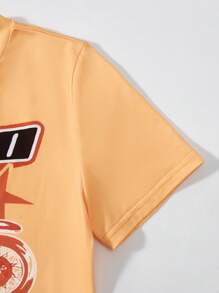 SHEIN Explorewe 青少女短袖印花上衣加實色貨物褲2件套裝，春夏季