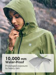 In My Nature Women Waterproof Outdoor Camping Hiking Travel Commute Hooded Windbreaker - Green - View 4