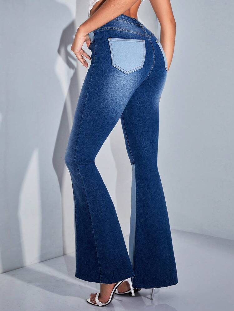 Women's Stretch High Waist Patchwork Denim Flared Pants&Summer Clothes&Festival Outfits