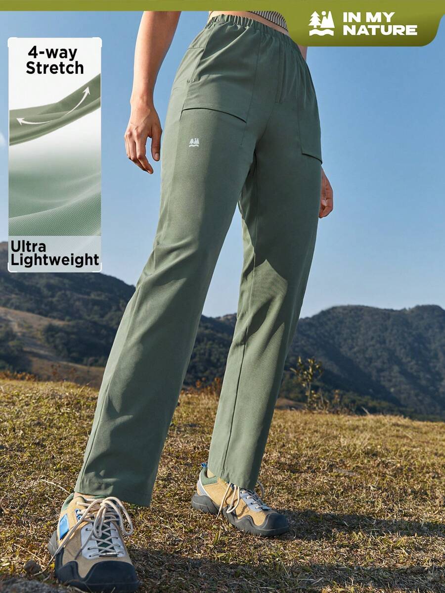 In My Nature Women's Lightweight & Comfortable Pants Suitable For Outdoor Hiking, Urban Commuting, Workout And Casual Occasions - Dark Green - View 1