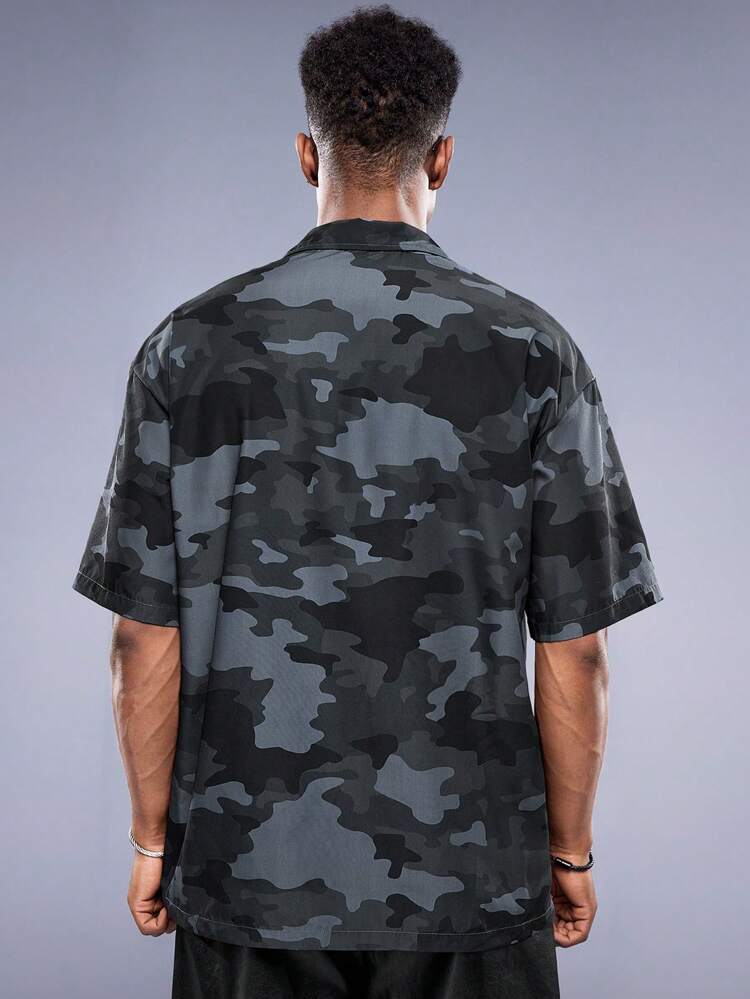 Men's Summer Casual Camouflage Print Short Sleeve Woven Shirt