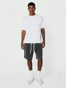 SUMWON 下檔洗水短褲 - 黑色 - 查看 3