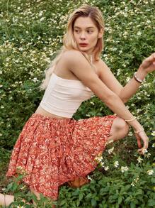 Bohemela Phong cách Boho Của phụ nữ In Giải trí Kỳ nghỉ Hoa Váy - trái cam - Xem 1