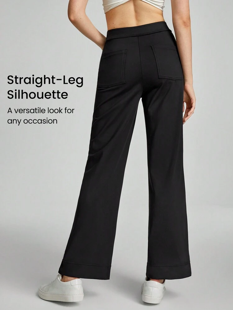 Straight Leg Cargo Pants With Patch Pockets Daily Casual Summer