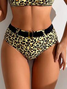 SHEIN Swim Women's Beach Vacation Leopard Print Bikini Set With Separated Top And Bottom Summer - Multicolor - View 4