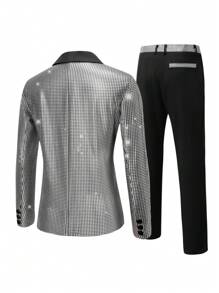 Manfinity AFTRDRK Conjunto de traje plateado con estilo para hombres - Negro - Ver 2