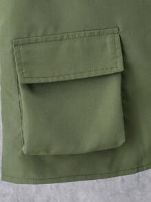 Teen Boy 3-Piece Set Of Vest With Stereoscopic Pockets, School, Campus, College - Army Green - View 5