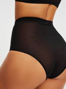 SHAPORA Women's Bodysuit With Mesh Inset And Bikini Panty - Black - View 8