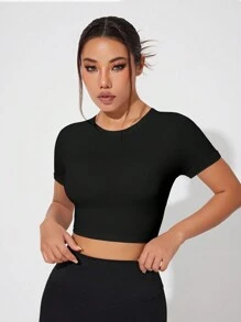 SHEIN Sport Studio Top canotta sportiva con schiena aperta, top da allenamento monocolore