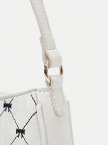 SHEIN MOD Cute Embroidered Bow Women'S Fashion Shoulder Bag
