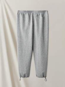 Manfinity VCAY Men's Knitted Casual Sweatpants With Letter Patch - Grey - View 2