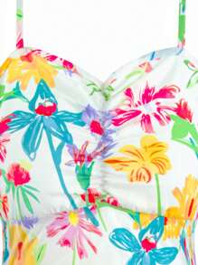 SHEIN 夏季少女優雅花朵沙灘度假風格細肩帶連衣裙,適用於假日、派對和日常穿著 - 粉色 - 查看 4