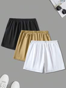 Manfinity Roghcode 男士3入組字母圖案腰部抽繩短褲 - 彩色 - 查看 2